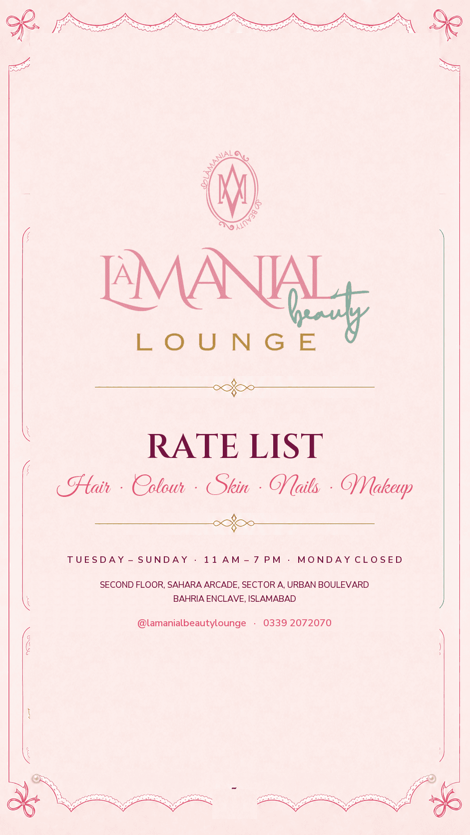 LaManial rate list cover