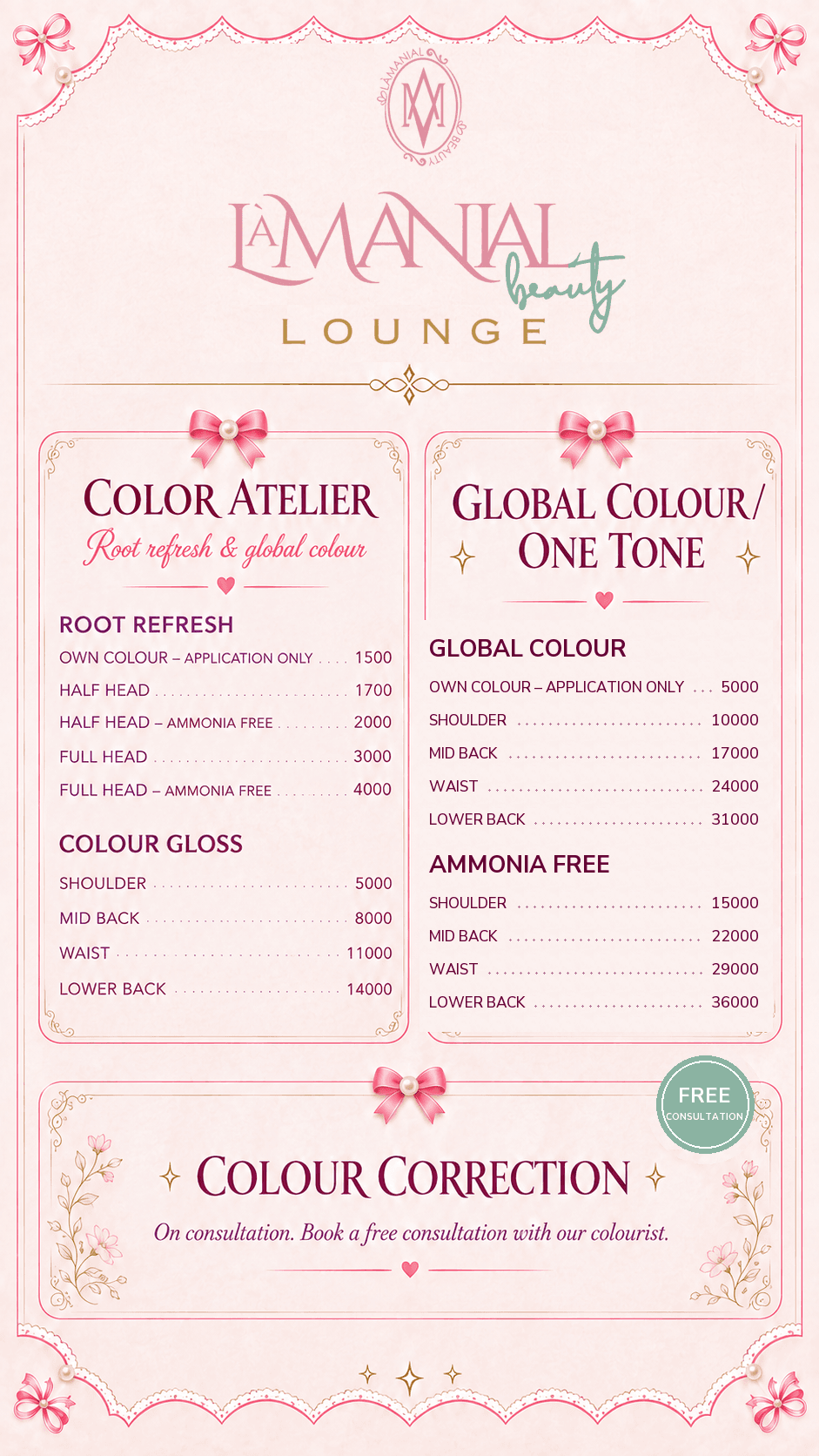 Color Atelier menu page