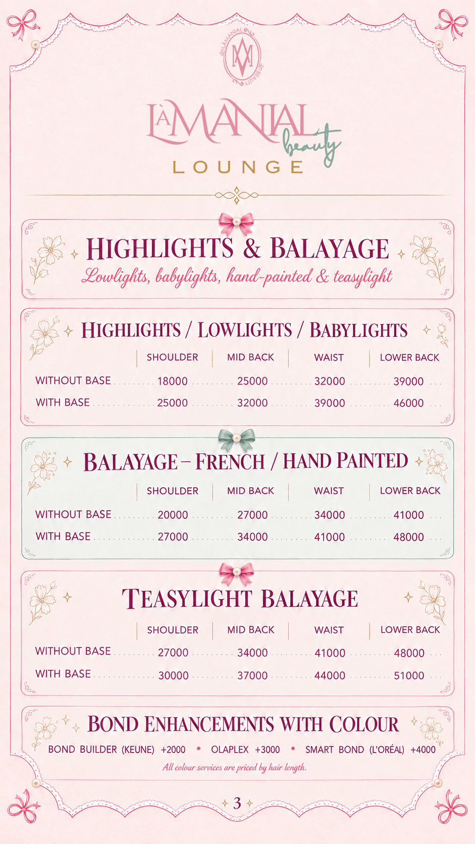 Highlights & Balayage menu page